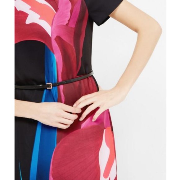 Ted Baker Black Sianne Stencilled Stems Midi Cocktail Dress size 1 nwt *FLAWED* - Picture 7 of 16